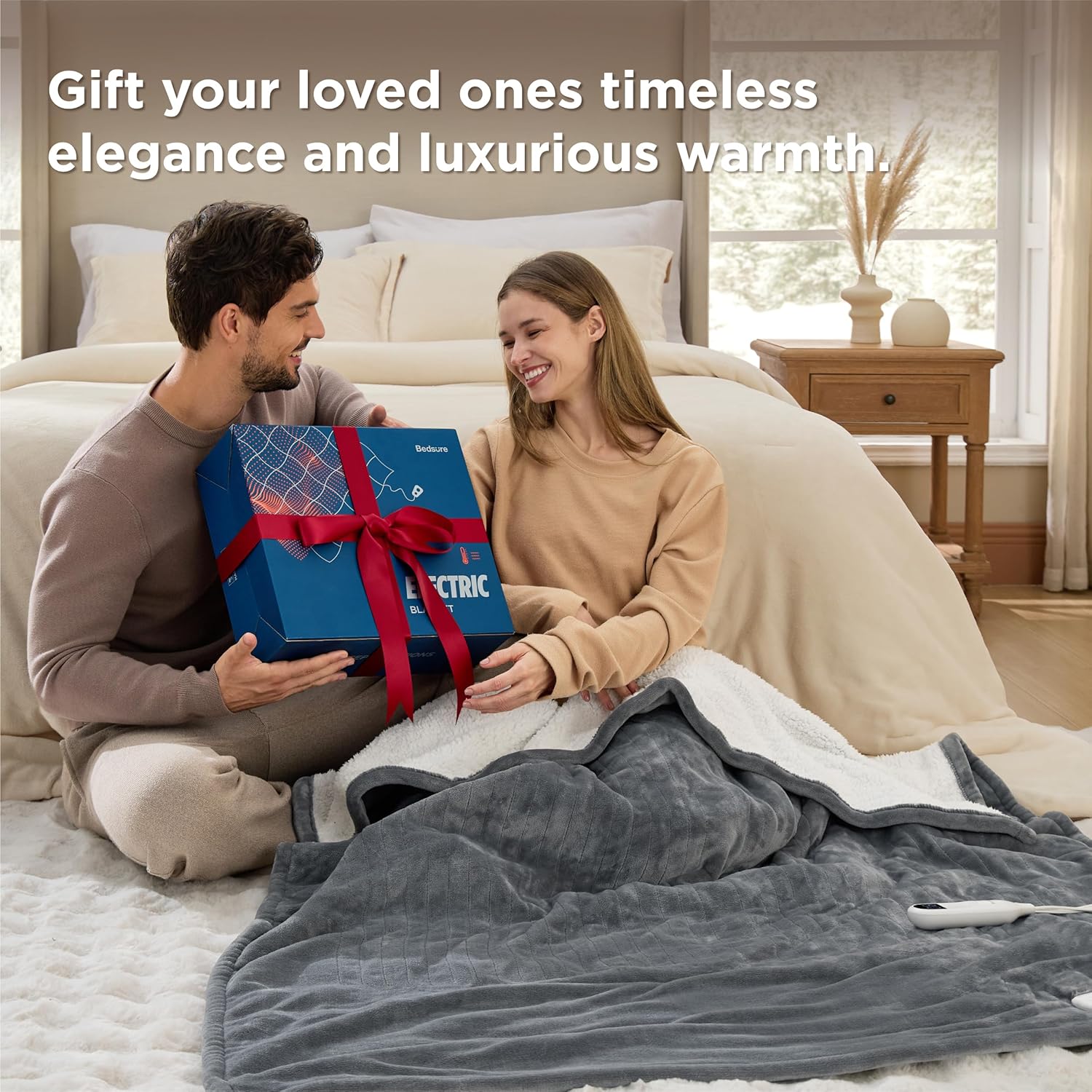 Bedsure Heated Blanket Throw Blanket - Fast Heating Electric Blanket, Soft Flannel Heated Throw with 4 Time Settings, 6 Heating Settings, Warm Gifts for Grandma & Grandpa & Seniors (50"x60", Grey) - Image 4