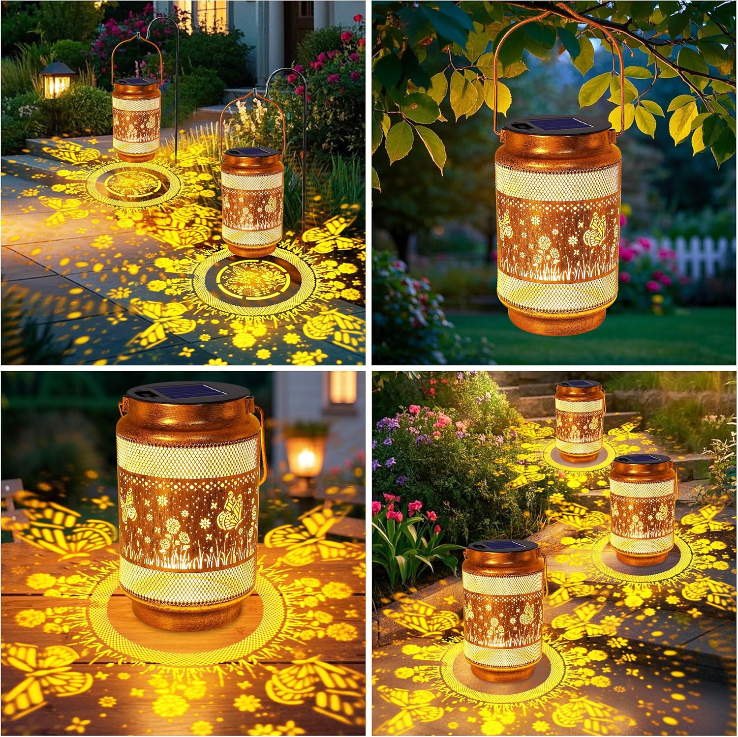 Butterfly Solar Lanterns Outdoor Waterproof Garden Decor, Birthday Gifts for Women Mom Grandma, Metal Hanging Solar Lights for Outside Yard Patio Pathway Backyard Porch - Image 5