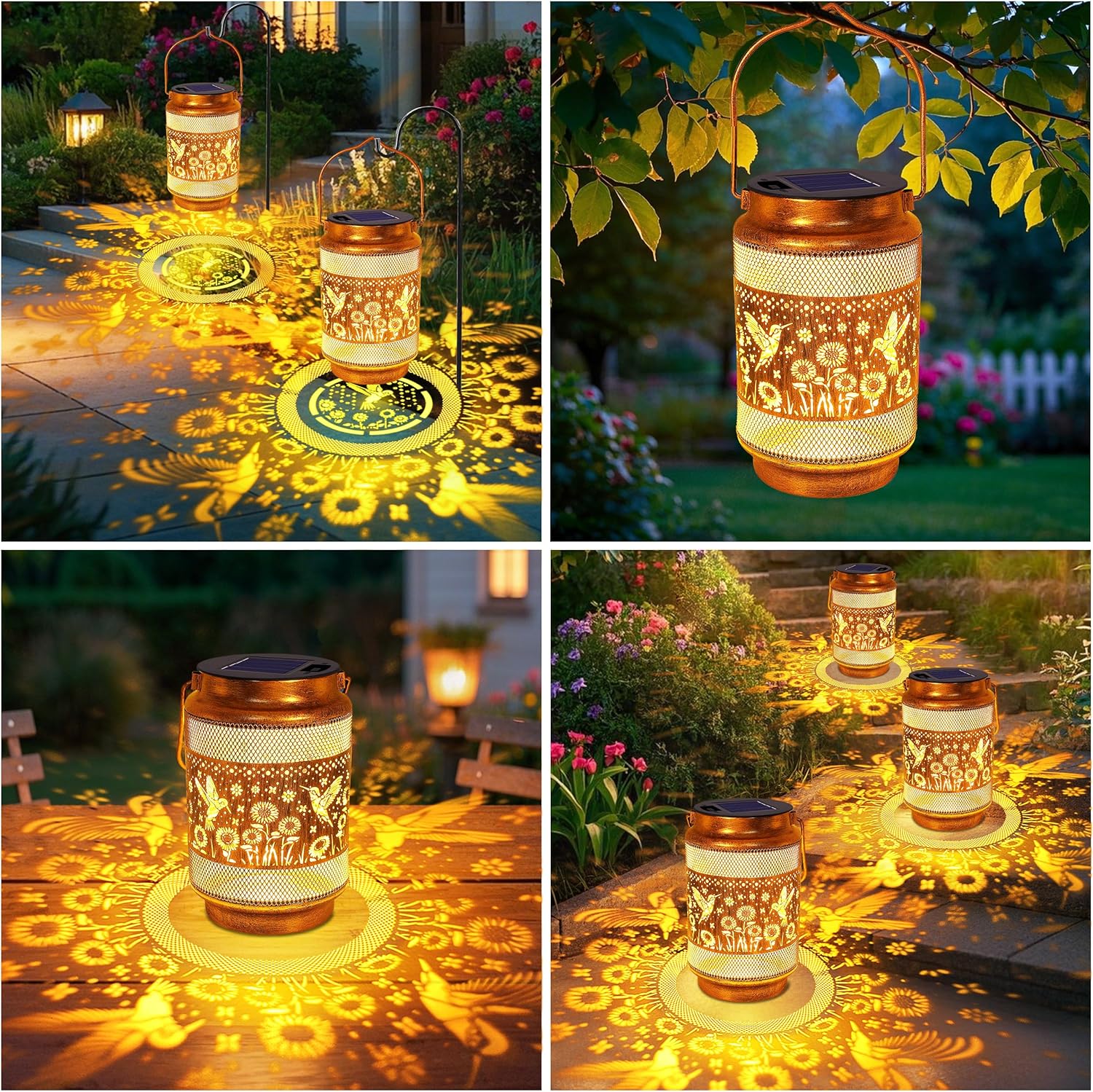 Birthday Gifts for Women Mom Grandma, Hummingbird Solar Lanterns Outdoor Waterproof Garden Decor, Metal Hanging Solar Lights for Yard Patio Pathway Backyard Porch - Image 5