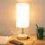 Yarra-Decor Bedside Table Lamp with USB Port – Touch Control for Bedroom 3 Way Dimmable Nightstand Lamp with Flaxen Fabric Shade for Living Room, Dorm, Home Office, Wood-Grain (LED Bulb Included)