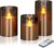 Flameless Candles 4″ 5″ 6″ Set of 3 Acrylic Glass Pillars 3″ Diameter Battery Operated Flickering Candles Include 8-Key Remote with Timer Function 400+ Hours (Gray, 3 Pack)
