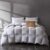 Pacific Coast Luxury White Goose Feather and Down Fiber Comforter King Size, All Season Fluffy Hotel Bedding Comforters，Ultra-Soft & Breathable Fabric Duvet Insert King with 8 Tabs, 106×90 Inch White