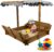 PetsCosset Wooden Sandbox with Lid, Kids Sandbox with Cover Outdoor, with 2 Foldable Bench Seats for Backyard (47x47in), UV-Resistant & Adjustable Height Roof, Gift for Ages 2-8