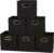 Household Essentials Foldable Fabric Storage Bins 6 Piece Set, Strong Poly-Woven Fabric, Sturdy Chipboard Sides, Grommet Front Handle, Stackable and Foldable, Classic Design, Black